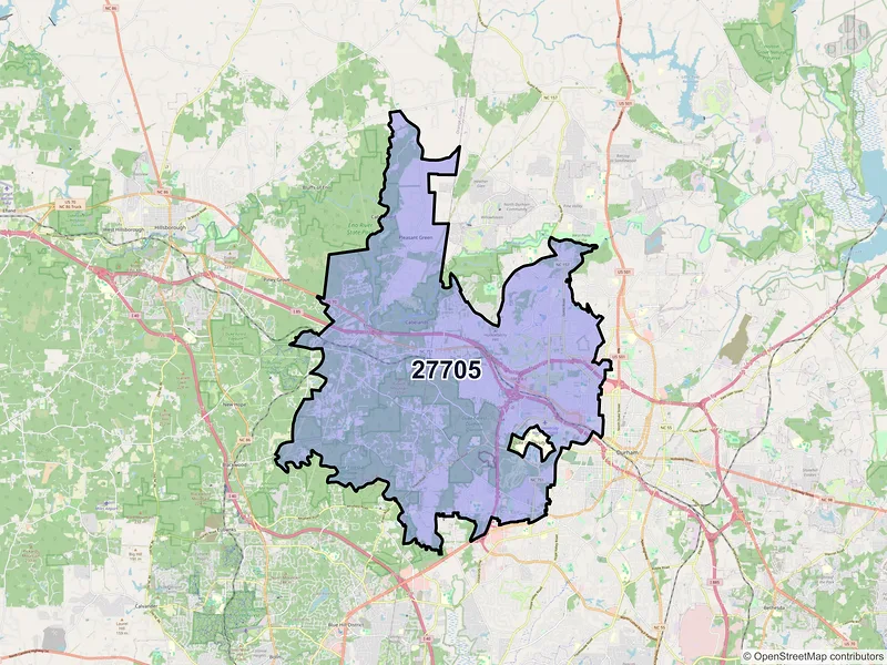 Map of ZIP Code 27705 — Durham, NC