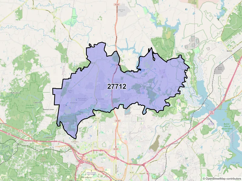 Map of ZIP Code 27712 — Durham, NC