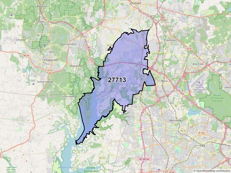 Map of ZIP Code 27713 — Durham, NC