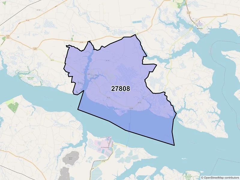 Map of ZIP Code 27808 — Bath, NC