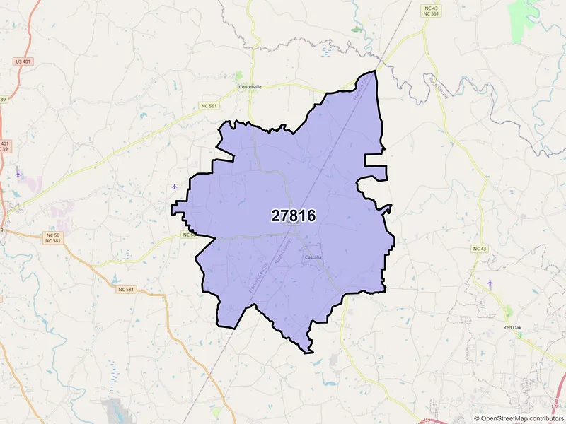 Map of Castalia, North Carolina and ZIP codes