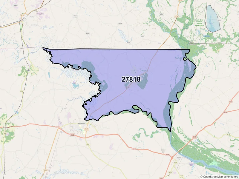 Map of ZIP Code 27818 — Como, NC