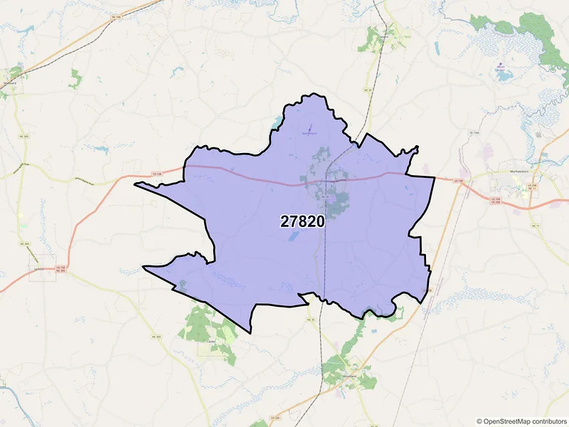 Map of ZIP Code 27820 — Conway, NC