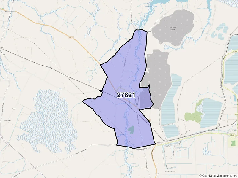 Map of ZIP Code 27821 — Edward, NC