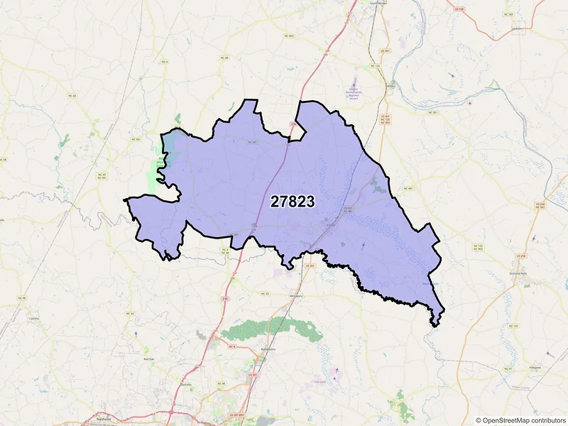 Map of Enfield, North Carolina and ZIP codes