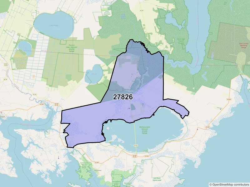 Map of ZIP Code 27826 — Fairfield, NC