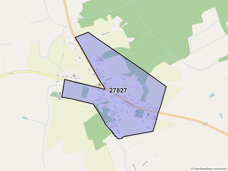 Map of Falkland, North Carolina and ZIP codes
