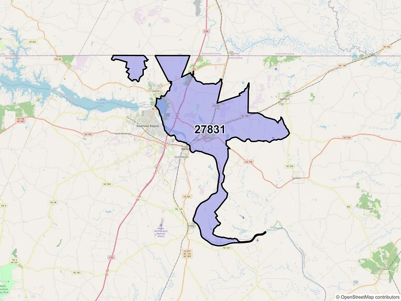 Map of ZIP Code 27831 — Garysburg, NC