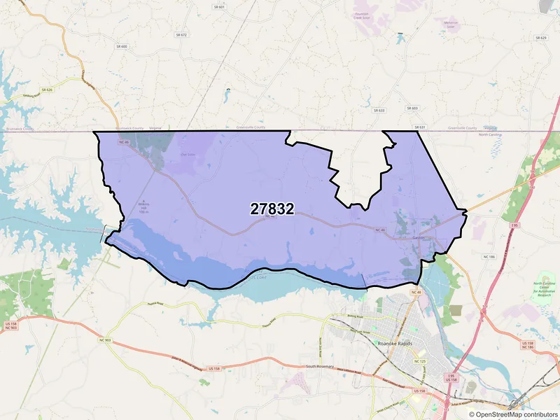 Map of Gaston, North Carolina and ZIP codes