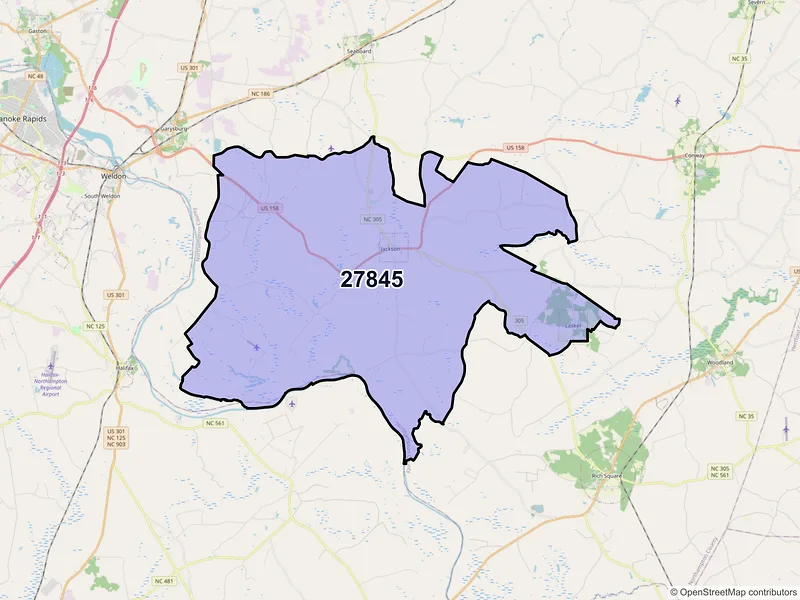 Map of ZIP Code 27845 — Jackson, NC