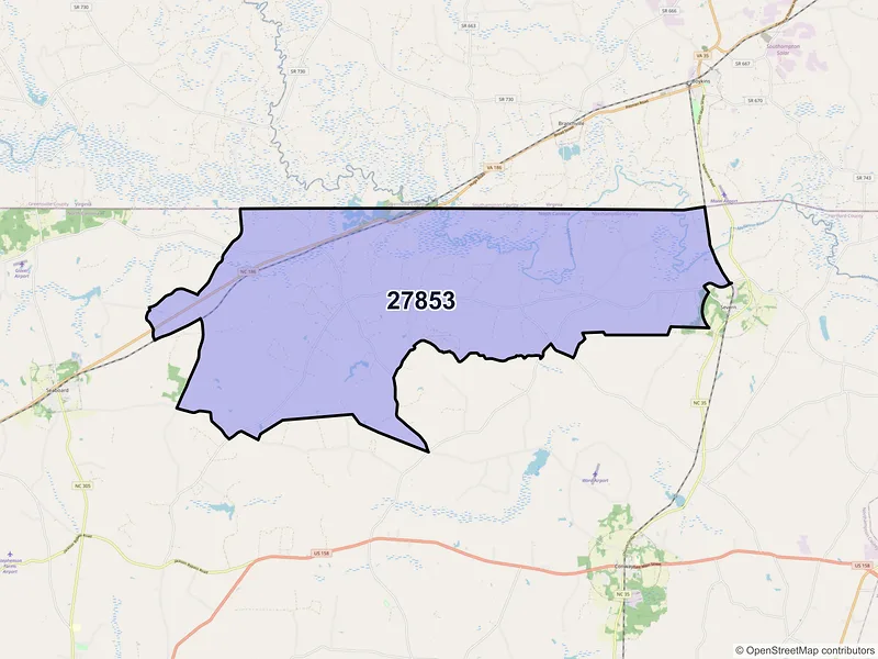 Map of ZIP Code 27853 — Margarettsville, NC
