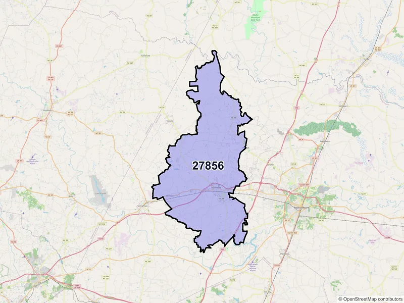 Map of ZIP Code 27856 — Nashville, NC