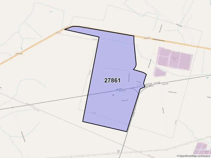 Map of Parmele, North Carolina and ZIP codes