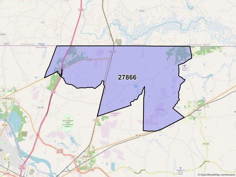 Map of ZIP Code 27866 — Pleasant Hill, NC