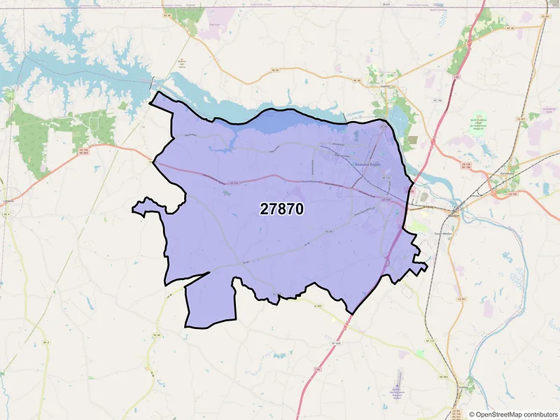 Map of ZIP Code 27870 — Roanoke Rapids, NC