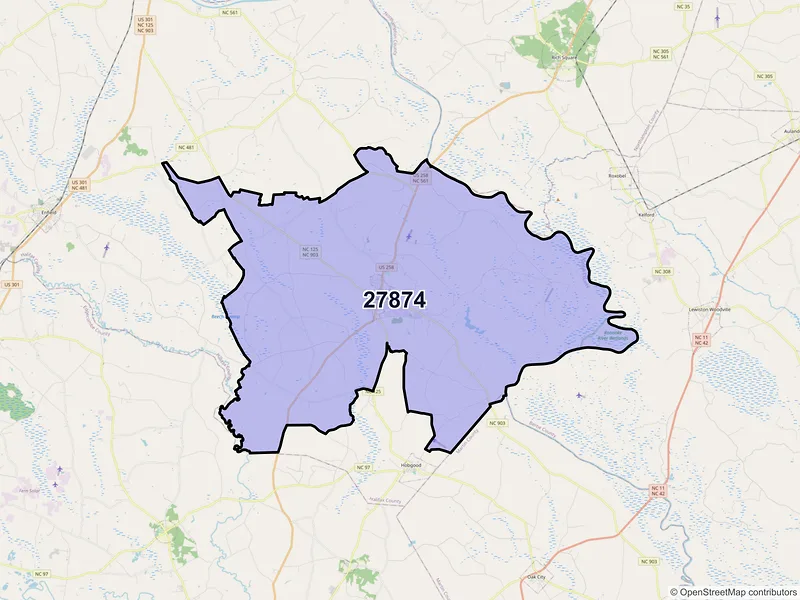 Map of Scotland Neck, North Carolina and ZIP codes