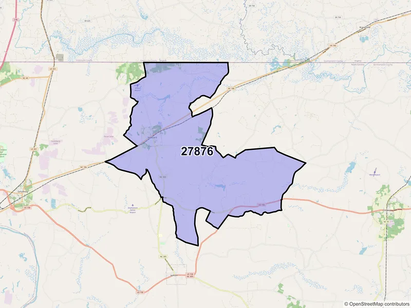 Map of ZIP Code 27876 — Seaboard, NC