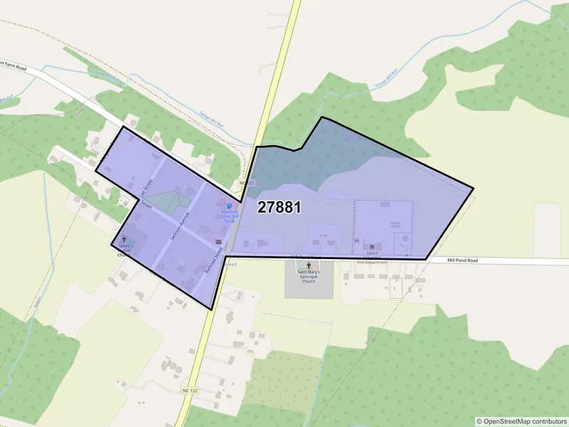 Map of Speed, North Carolina and ZIP codes