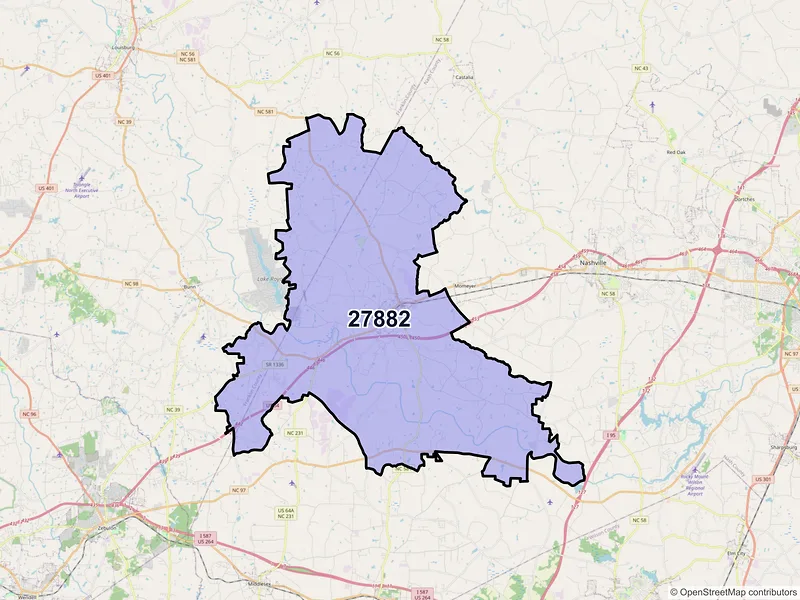 Map of ZIP Code 27882 — Spring Hope, NC