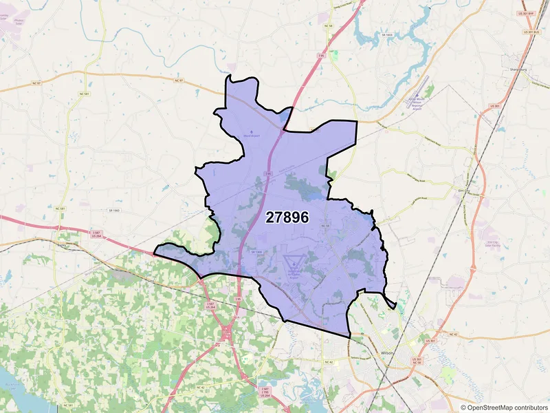 Map of ZIP Code 27896 — Wilson, NC