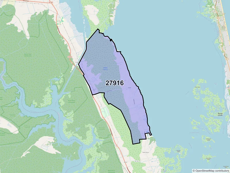 Map of ZIP Code 27916 — Aydlett, NC