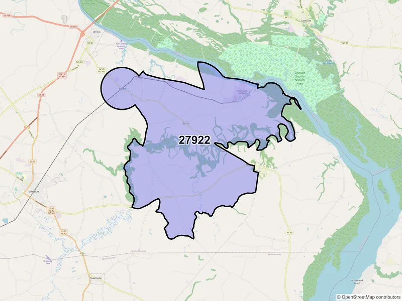 Map of ZIP Code 27922 — Cofield, NC
