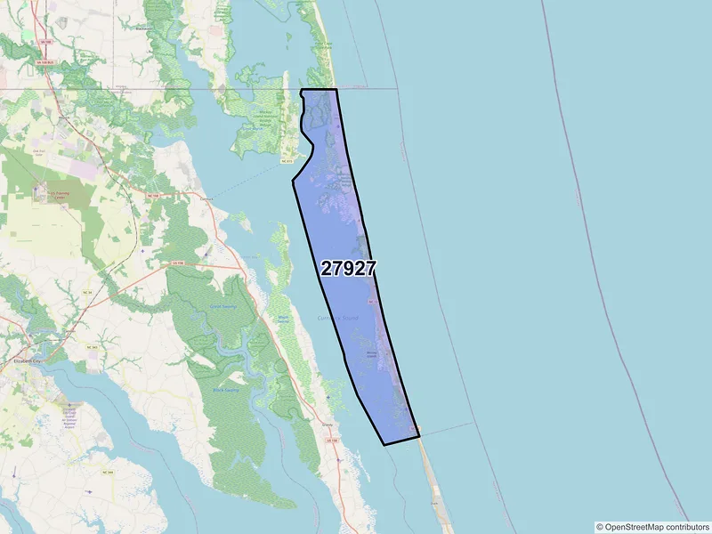 Map of Corolla, North Carolina and ZIP codes