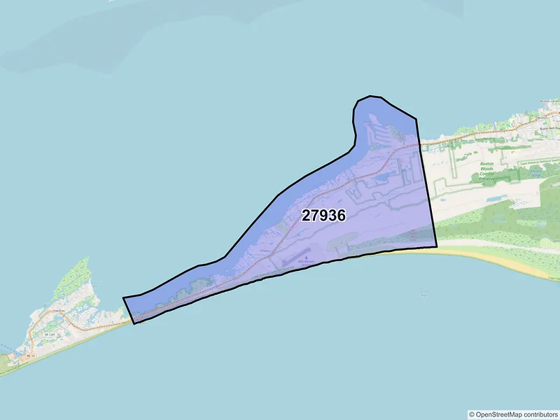 Map of Frisco, North Carolina and ZIP codes