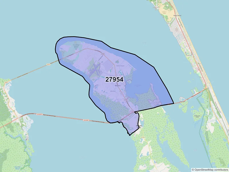 Map of ZIP Code 27954 — Manteo, NC