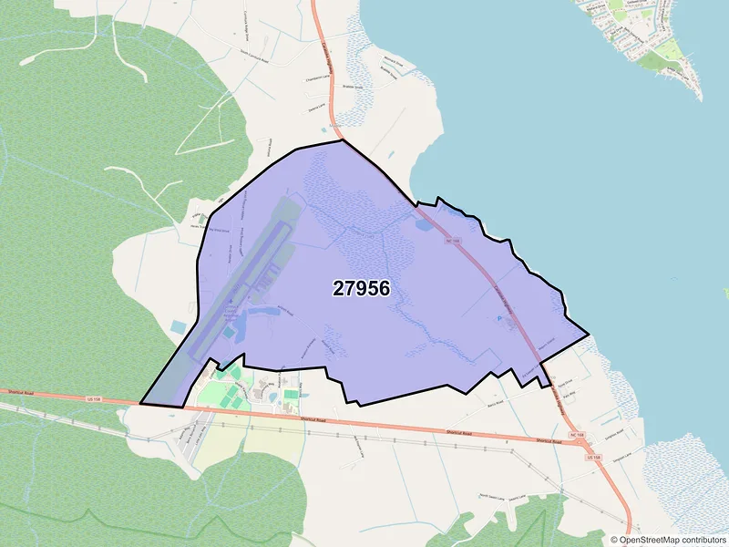 Map of ZIP Code 27956 — Maple, NC