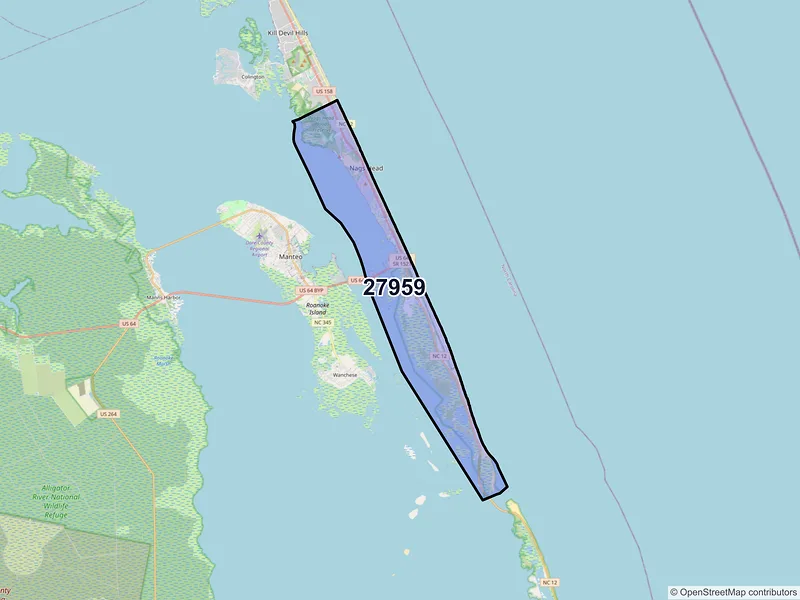 Map of ZIP Code 27959 — Nags Head, NC