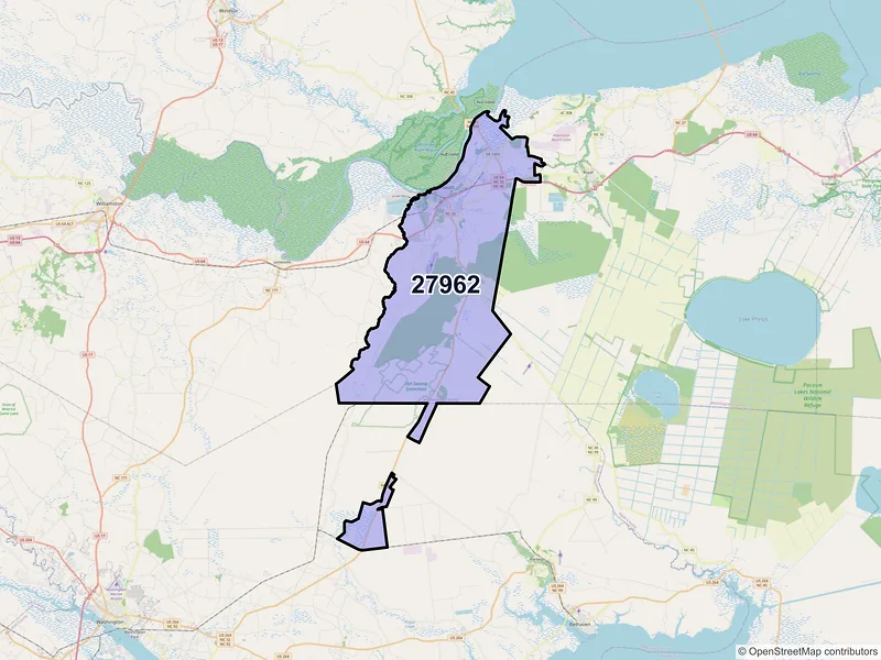 Map of Plymouth, North Carolina and ZIP codes