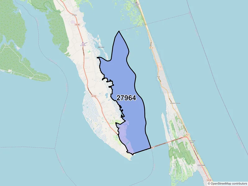 Map of ZIP Code 27964 — Point Harbor, NC