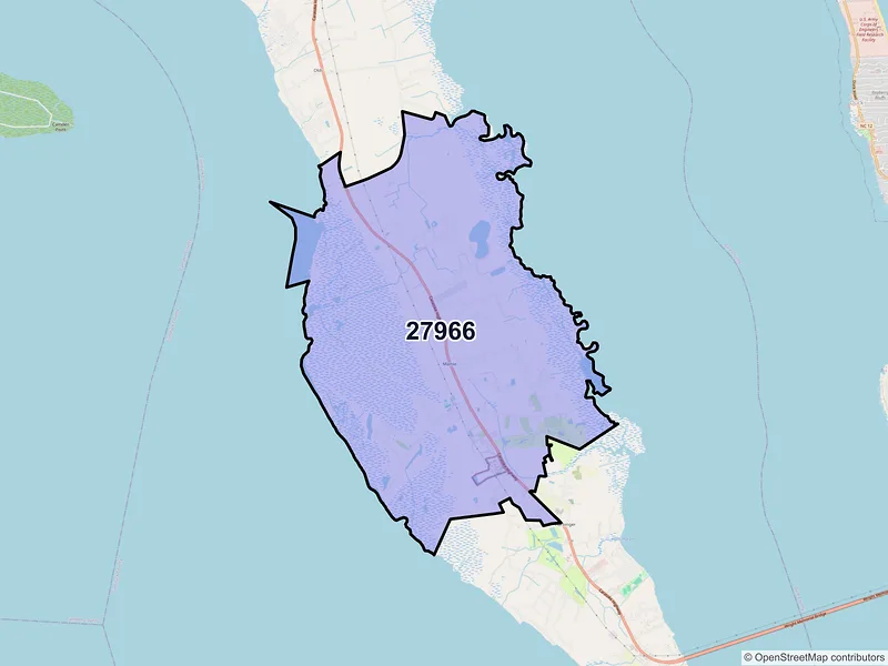 Map of ZIP Code 27966 — Powells Point, NC