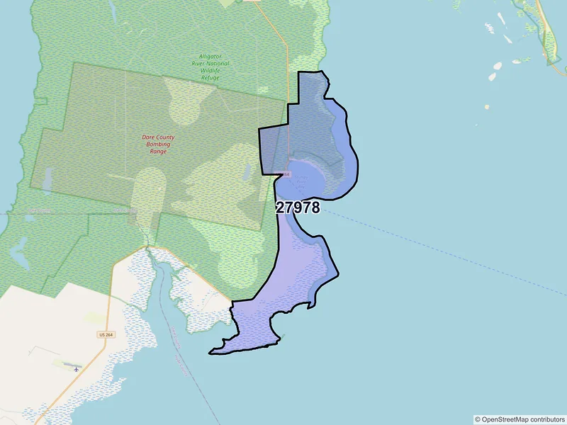 Map of ZIP Code 27978 — Stumpy Point, NC