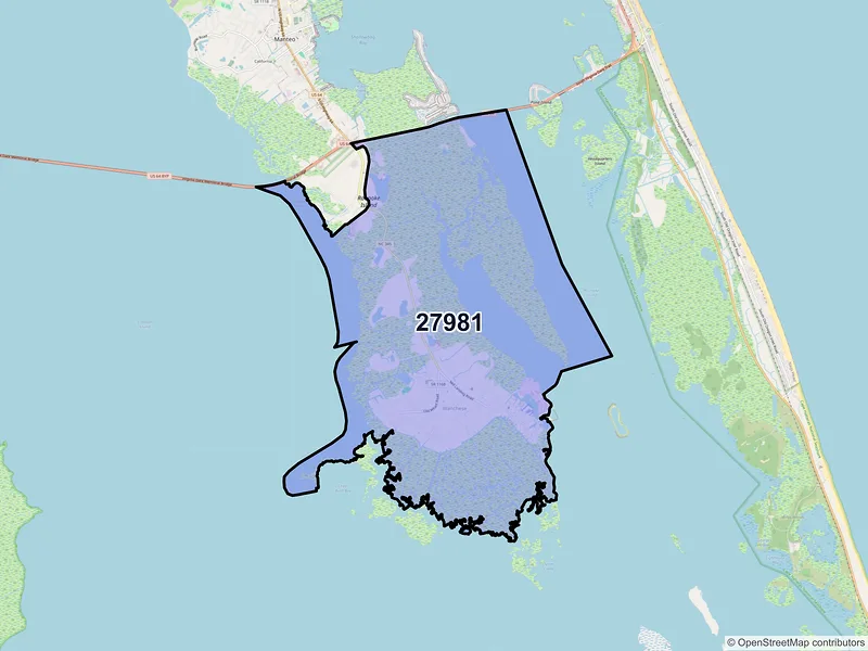 Map of ZIP Code 27981 — Wanchese, NC