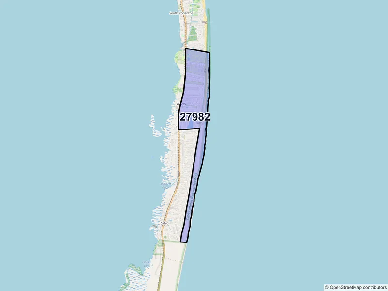Map of Waves, North Carolina and ZIP codes