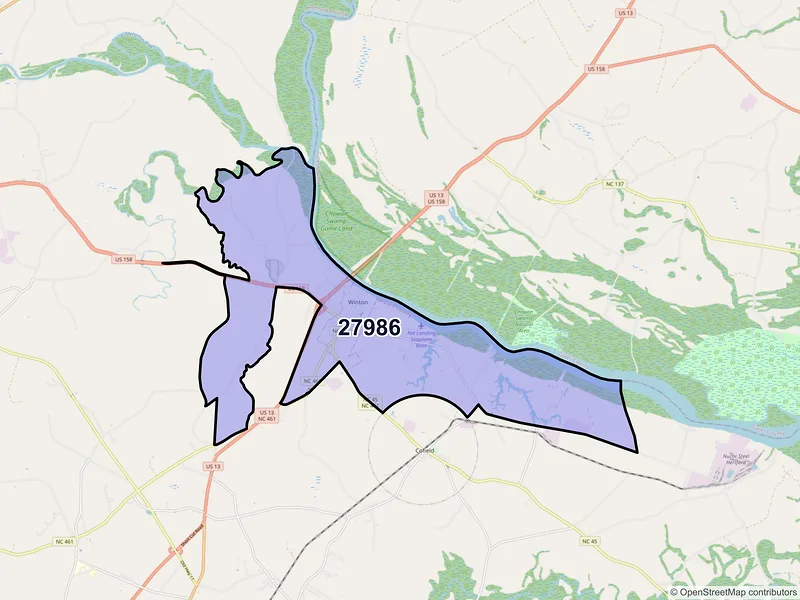 Map of Winton, North Carolina and ZIP codes