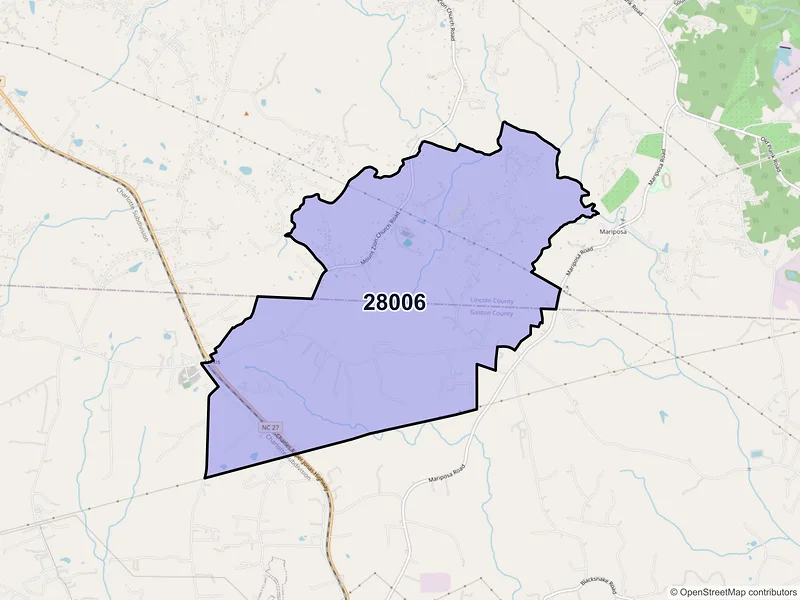 Map of ZIP Code 28006 — Alexis, NC
