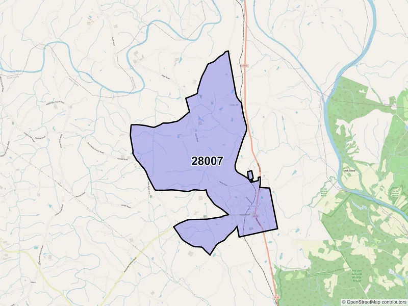 Map of Ansonville, North Carolina and ZIP codes