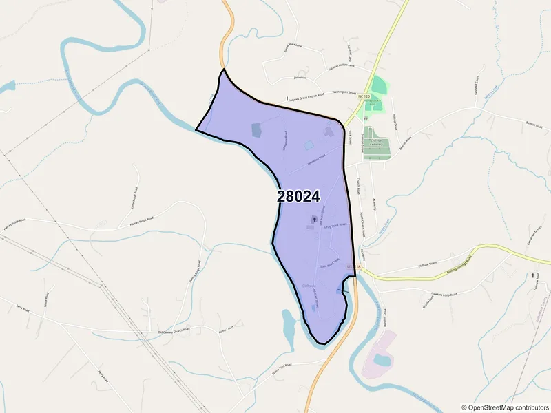 Map of Cliffside, North Carolina and ZIP codes