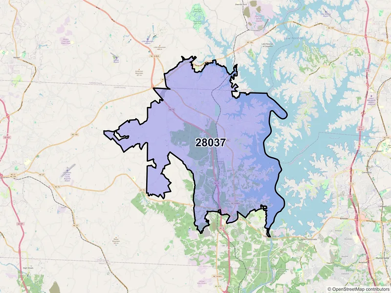 Map of ZIP Code 28037 — Denver, NC