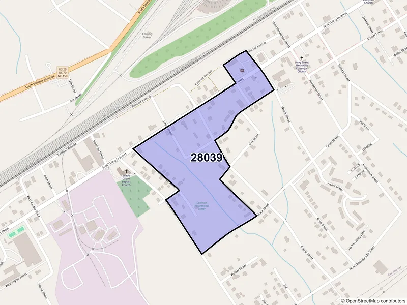 Map of East Spencer, North Carolina and ZIP codes