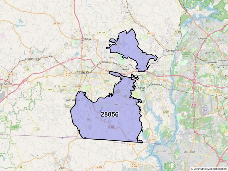 Map of ZIP Code 28056 — Gastonia, NC