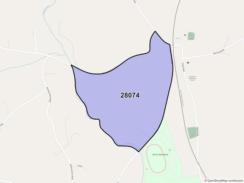 Map of Harris, North Carolina and ZIP codes