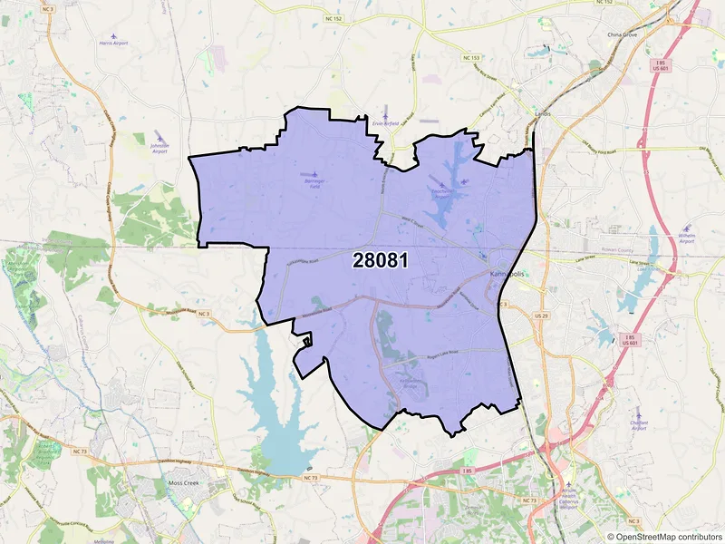 Map of ZIP Code 28081 — Kannapolis, NC