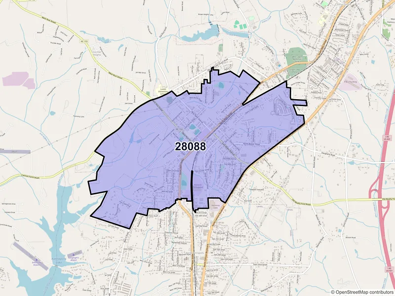 Map of ZIP Code 28088 — Landis, NC