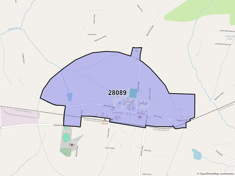 Map of Lattimore, North Carolina and ZIP codes
