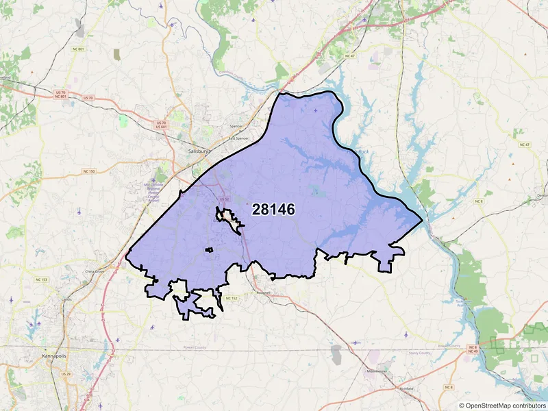 Map of ZIP Code 28146 — Salisbury, NC
