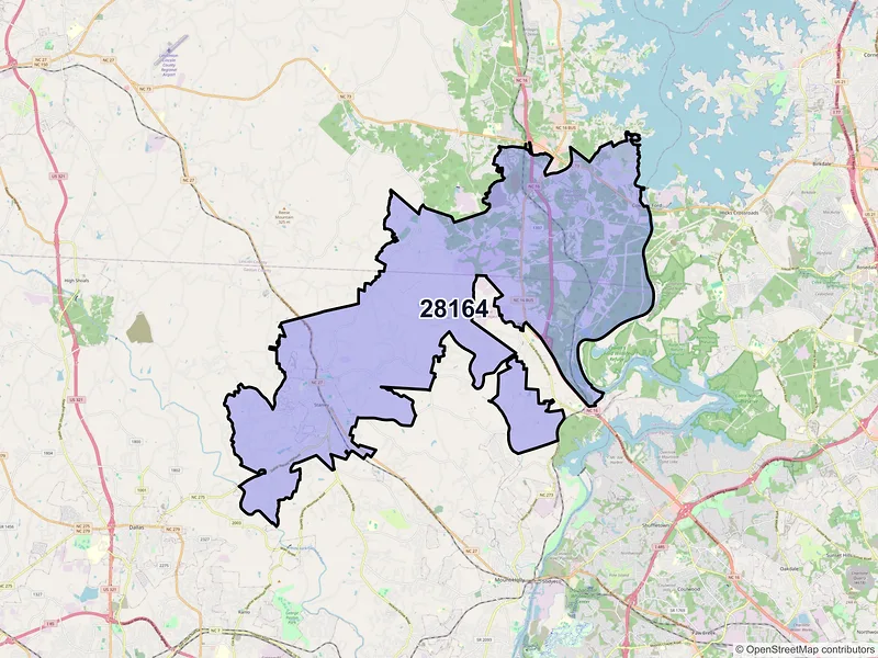 Map of ZIP Code 28164 — Stanley, NC